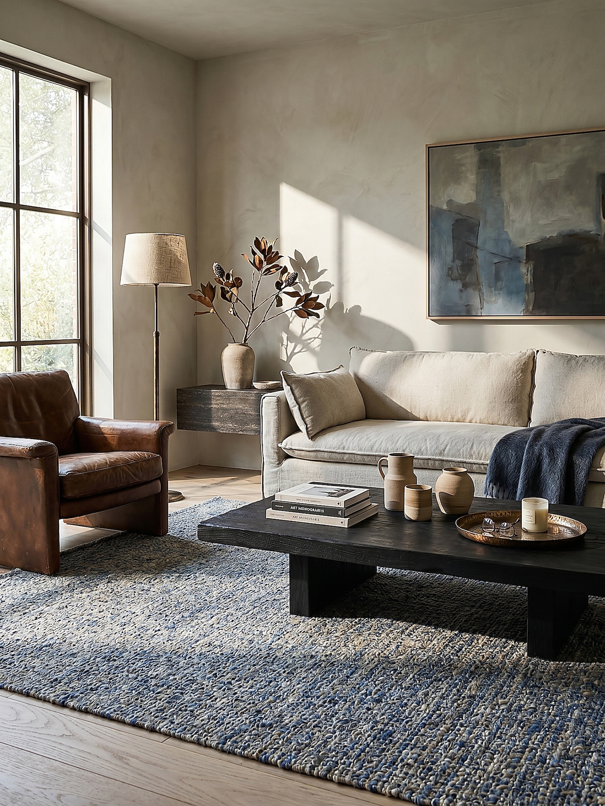 Wollteppich Flachgewebe Blau 200 x 290 cm - OTLEY Kadima Design