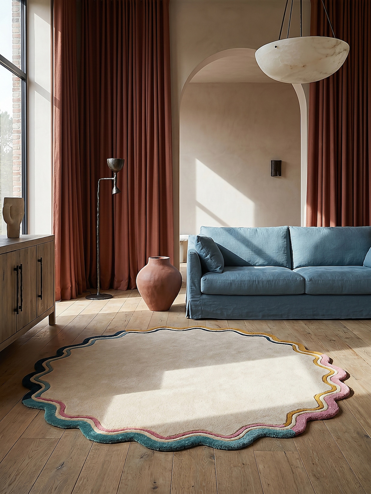 Wollteppich Hoch-Tief Bunt Ø180 cm - WINCH Kadima Design