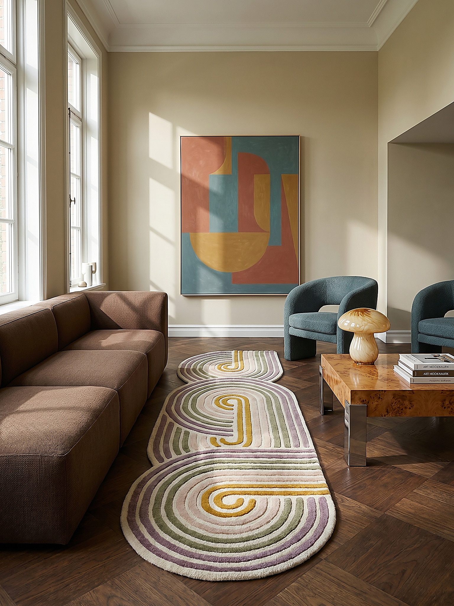 L&auml;ufer Wolle Gr&uuml;n 80 x 300 cm - SOAR | Kadima Design - Bild 1