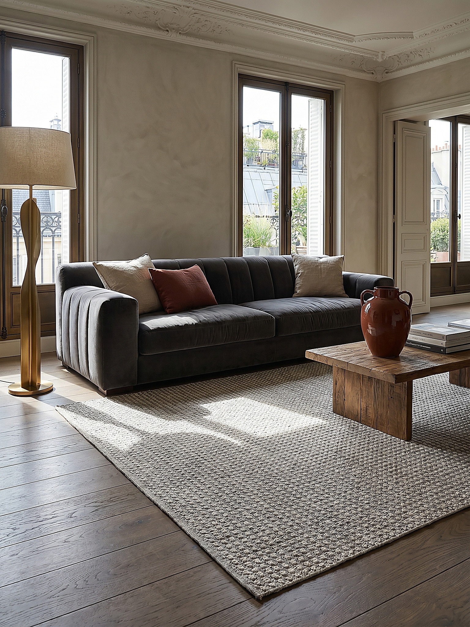 Teppich Kurzflor Grau 160 x 230 cm - NORA | Kadima Design - Bild 1
