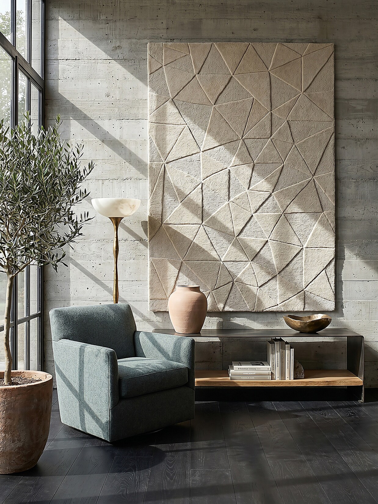 Wollteppich Hoch-Tief Natur 120 x 170 cm - DEBEN Kadima Design