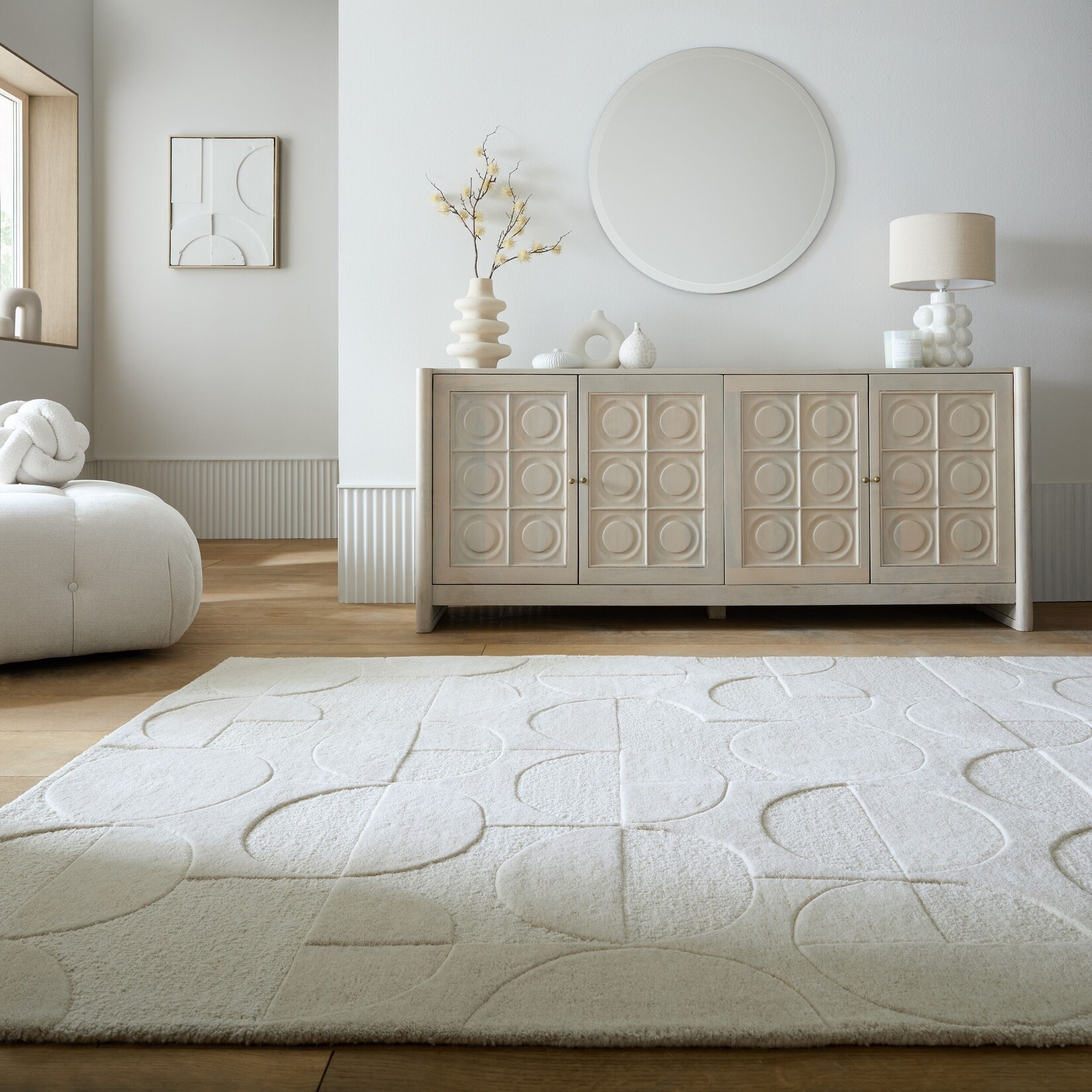 Wollteppich geometrisch Elfenbein 200 x 290 cm - DEBEN Kadima Design
