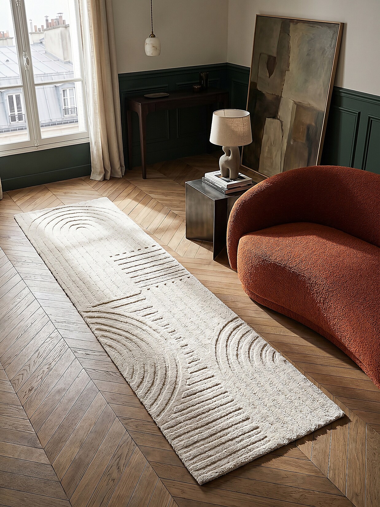 Läufer Wolle Elfenbein 60 x 230 cm - LEVEN Kadima Design