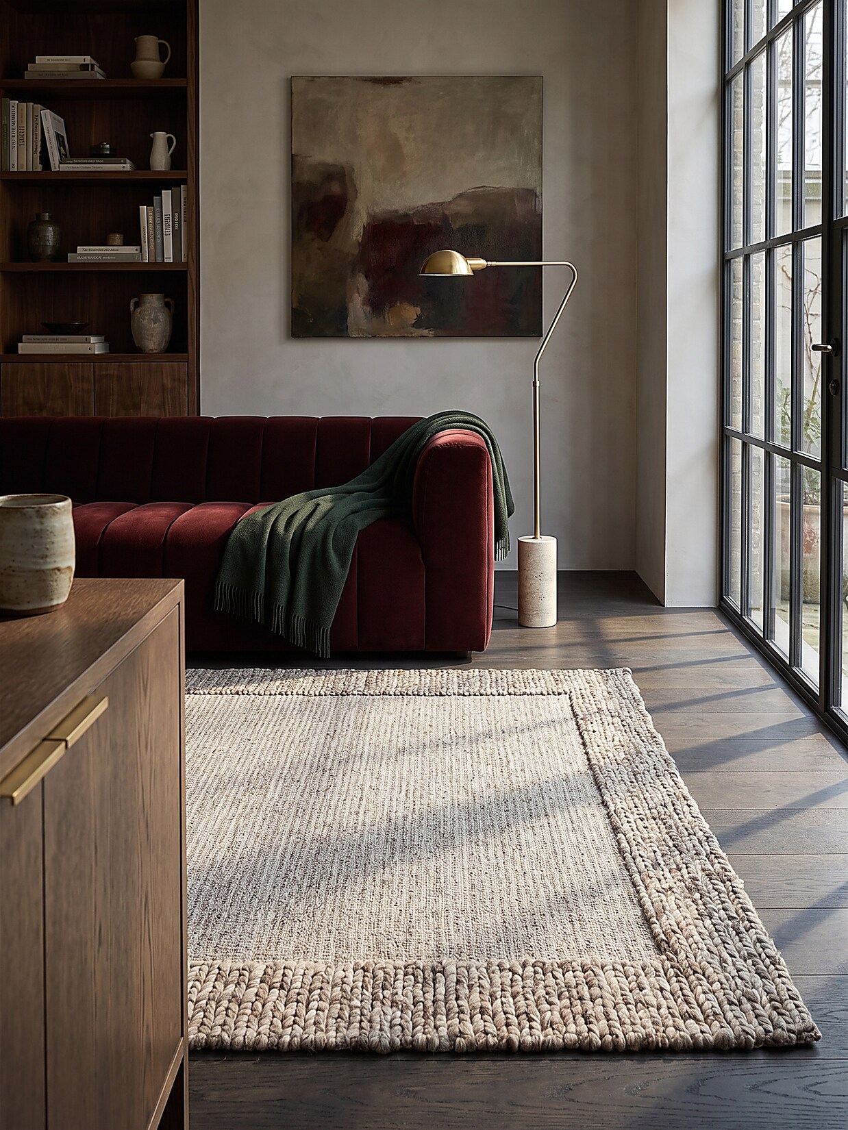 Flachgewebe-Teppich Wolle Beige-Braun 120 x 170 cm - CALDER Kadima