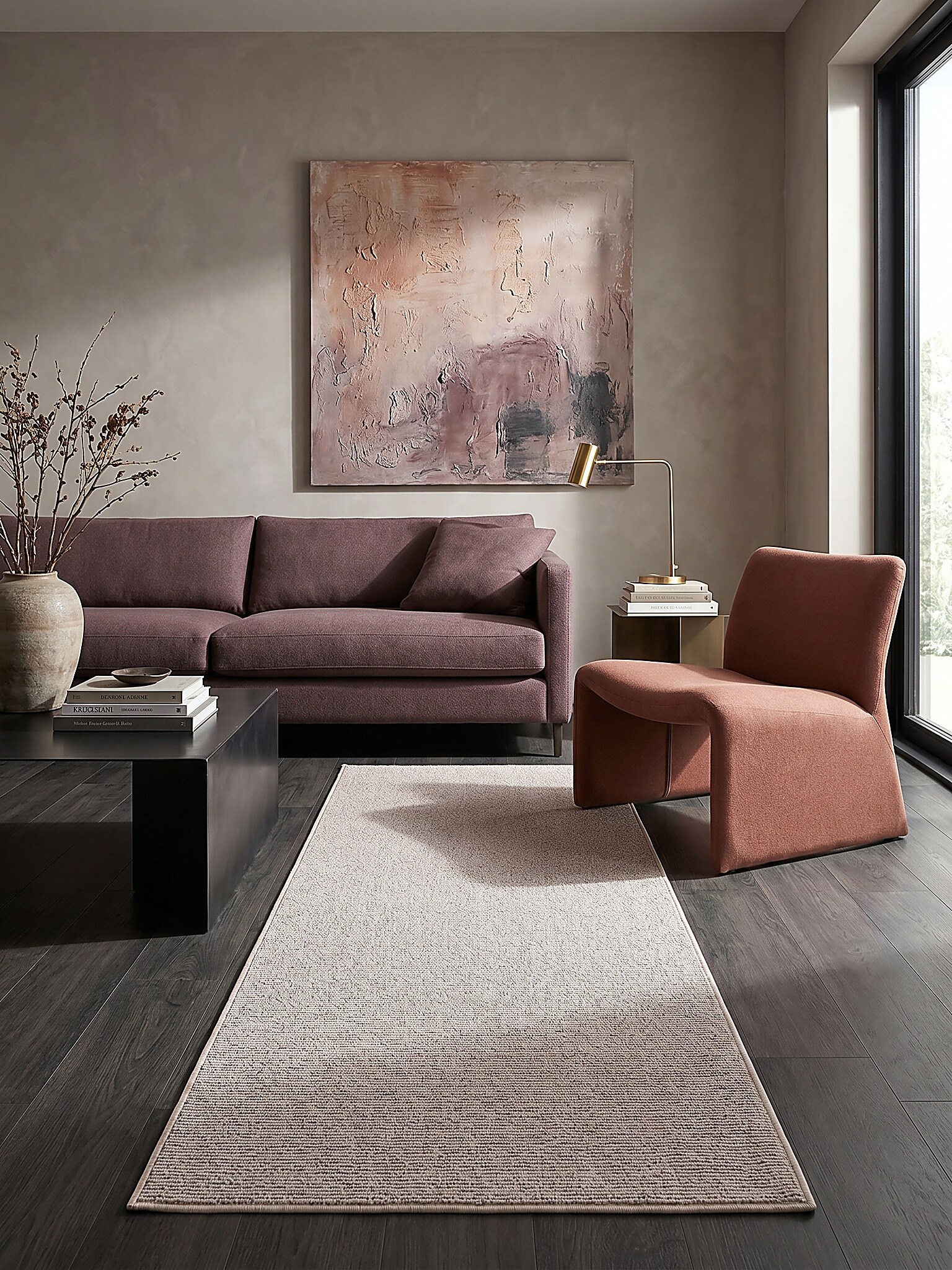 Niederflor-Teppich Kurzflor Beige 133x133 cm - COLFOSCO | Kadima Design - Bild 1