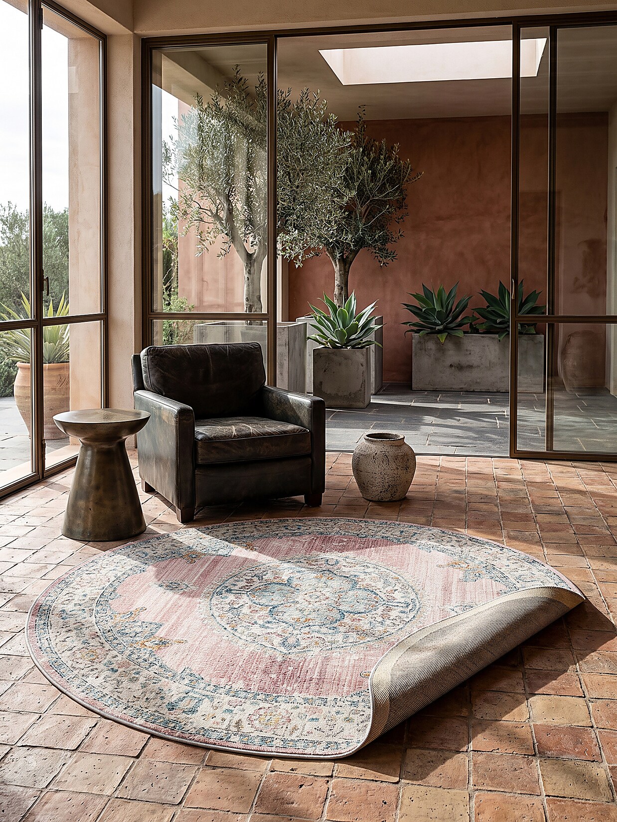 Outdoor-Teppich Niederflor Pink 120x120 cm - LIMMAT Kadima Design