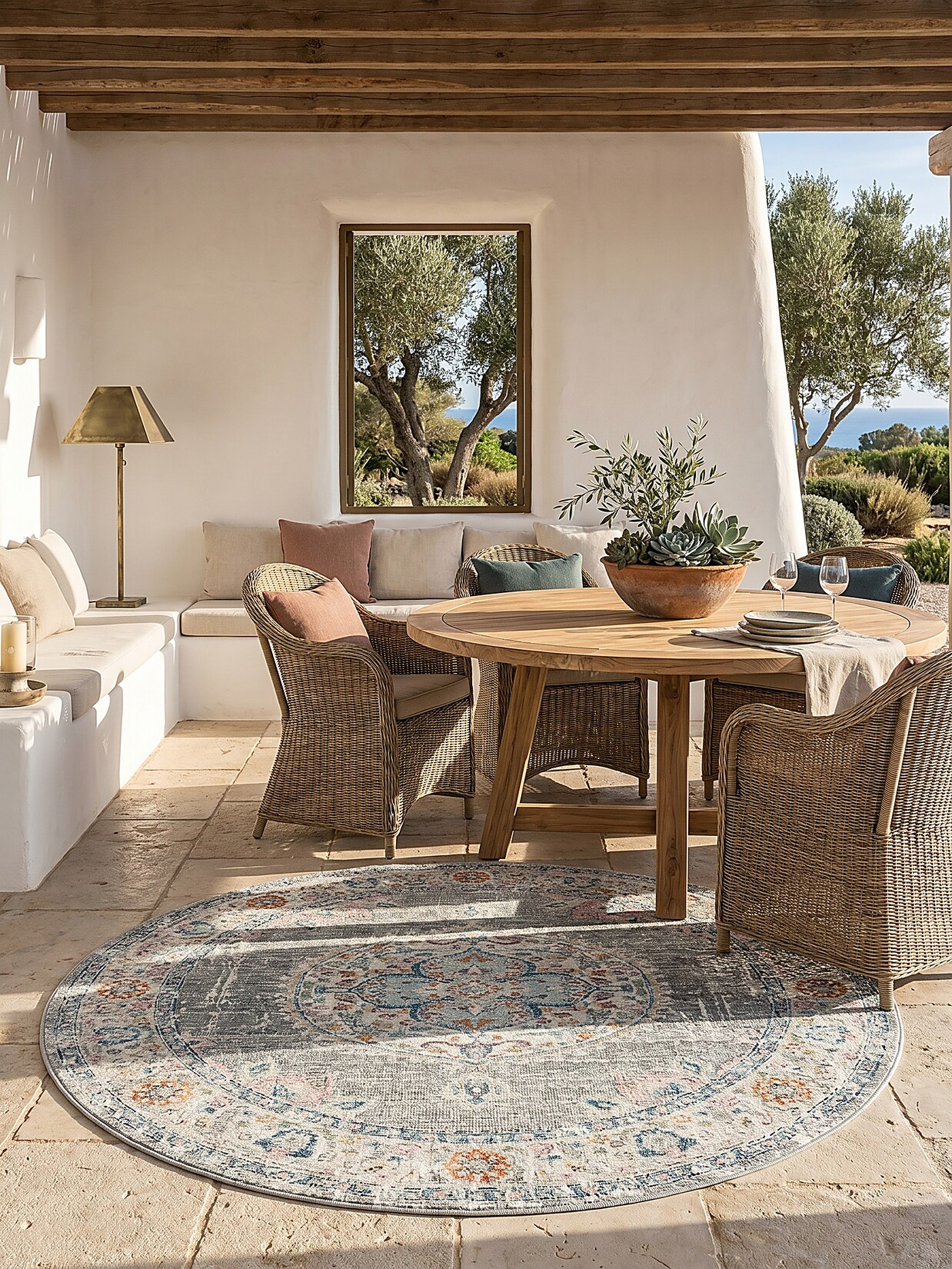 Outdoor-Teppich Niederflor Grau 120x120 cm - LIMMAT Kadima Design