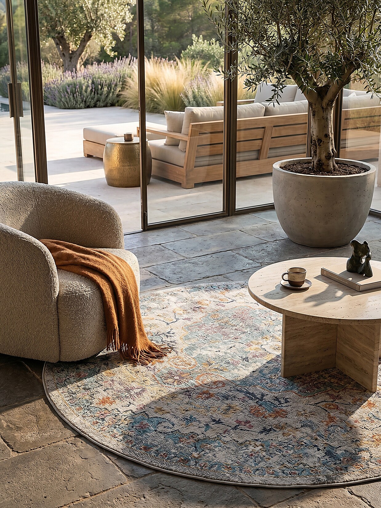 Outdoor-Teppich Niederflor Mehrfarbig 120x120 cm - LIMMAT Kadima