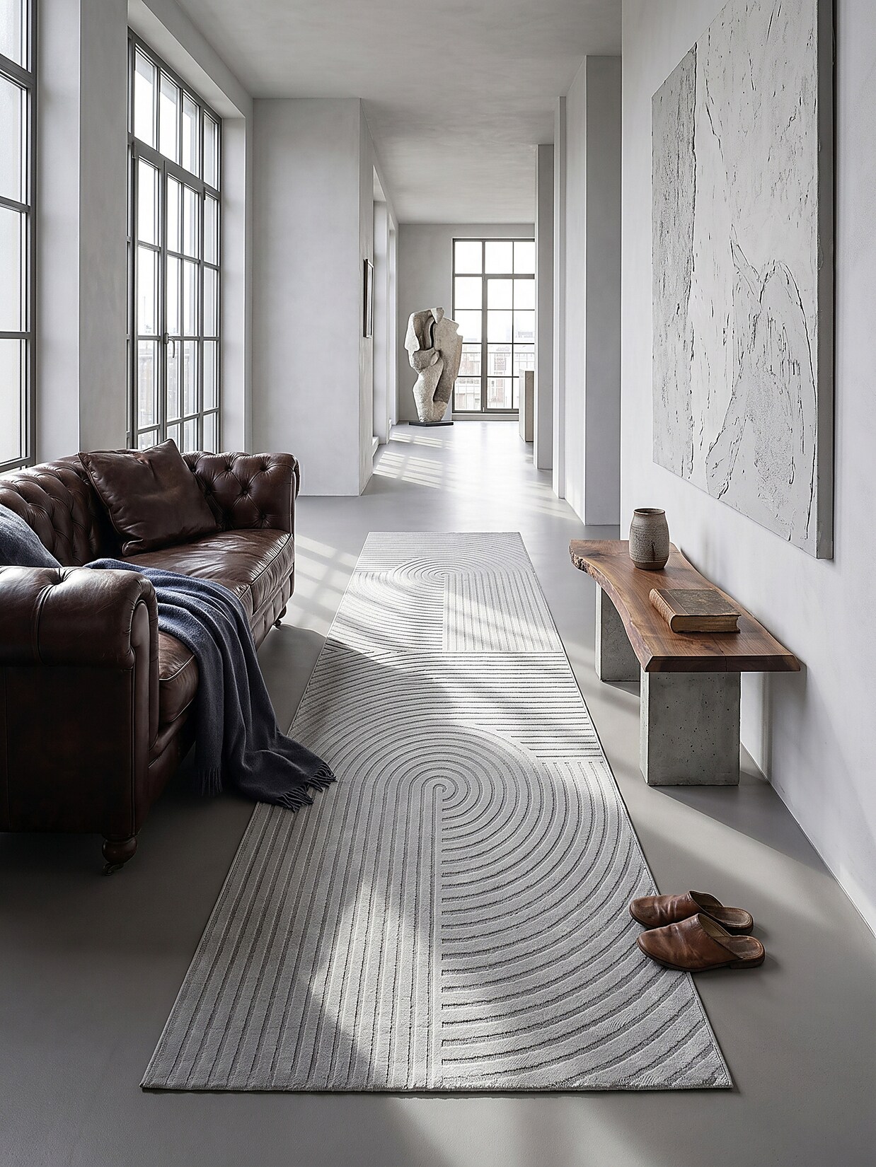 Läufer Kurzflor Grau 80x150 cm - ERESMA Kadima Design