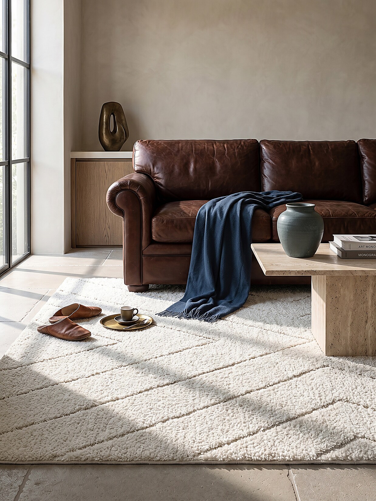 Shaggy-Teppich Polypropylen Creme 240x340 cm - ATRIO Kadima Design
