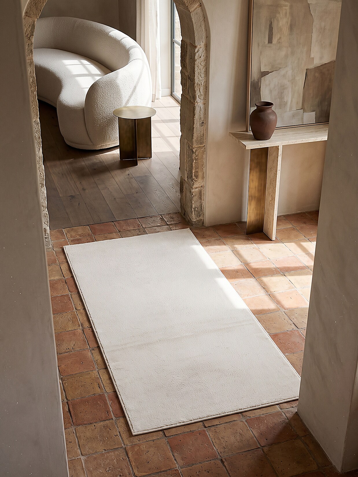 Läufer Hochflor Creme 80x150 cm - ALDAN Kadima Design