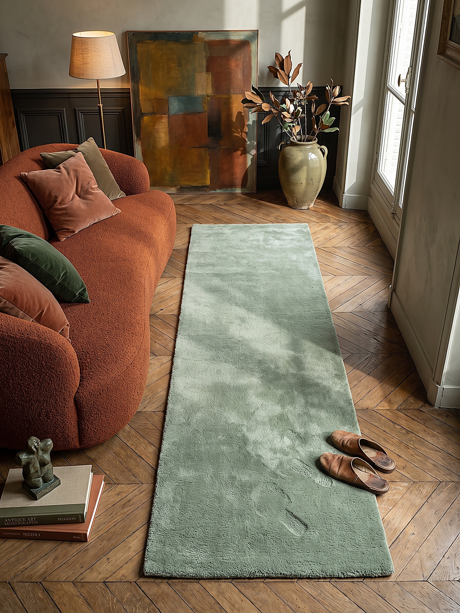 L&auml;ufer Hochflor Gr&uuml;n 80x300 cm - ALDAN | Kadima Design - Bild 1