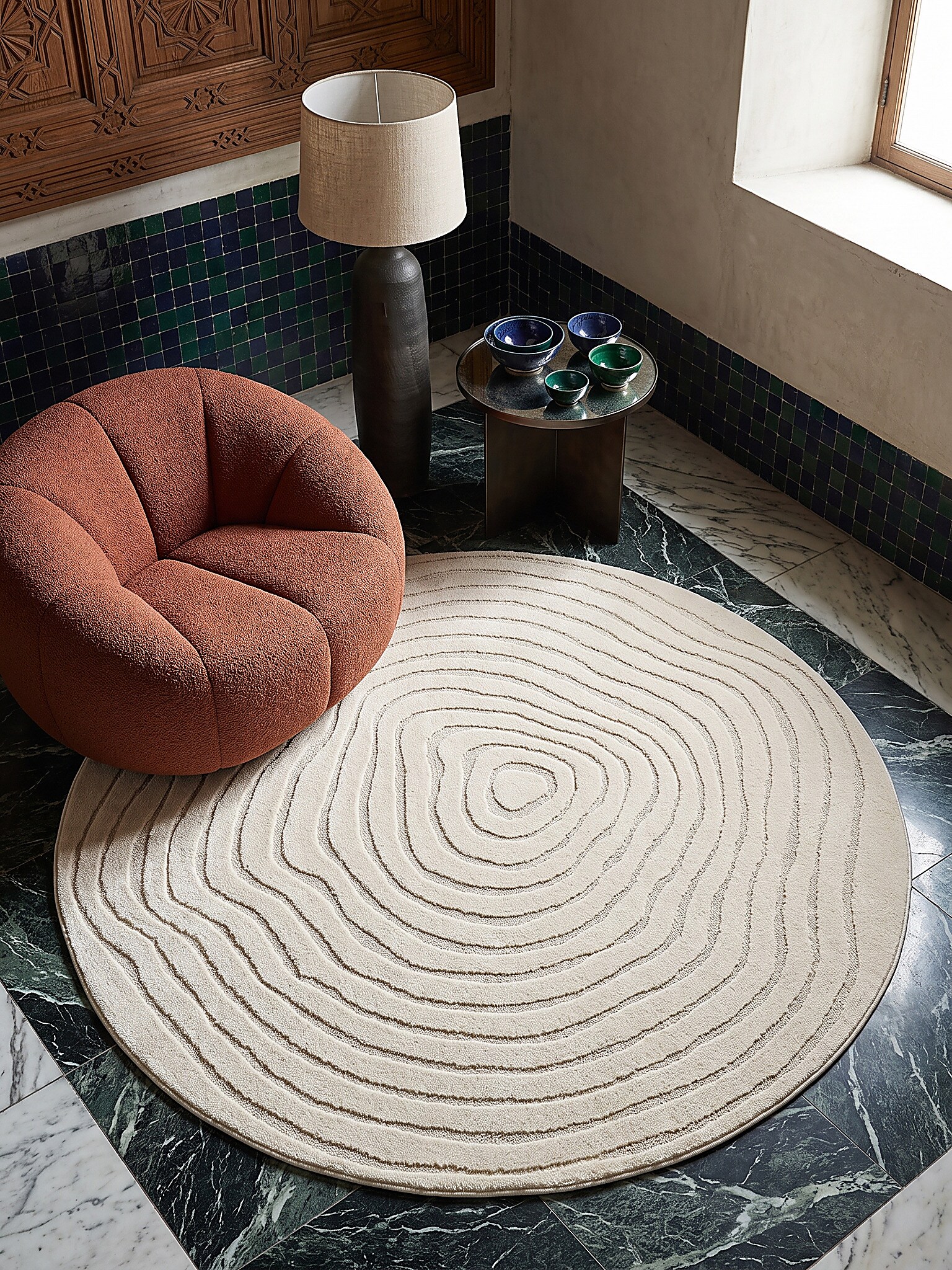 Teppich Kurzflor Creme 120x120 cm - CETINA | Kadima Design - Bild 1