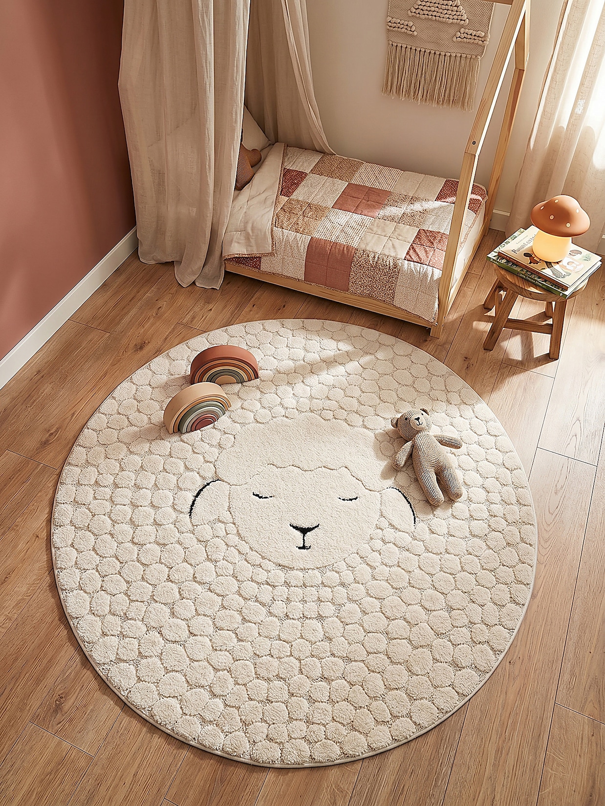 Kinderteppich Kurzflor Creme 120x120 cm - CANAZEI Kadima Design
