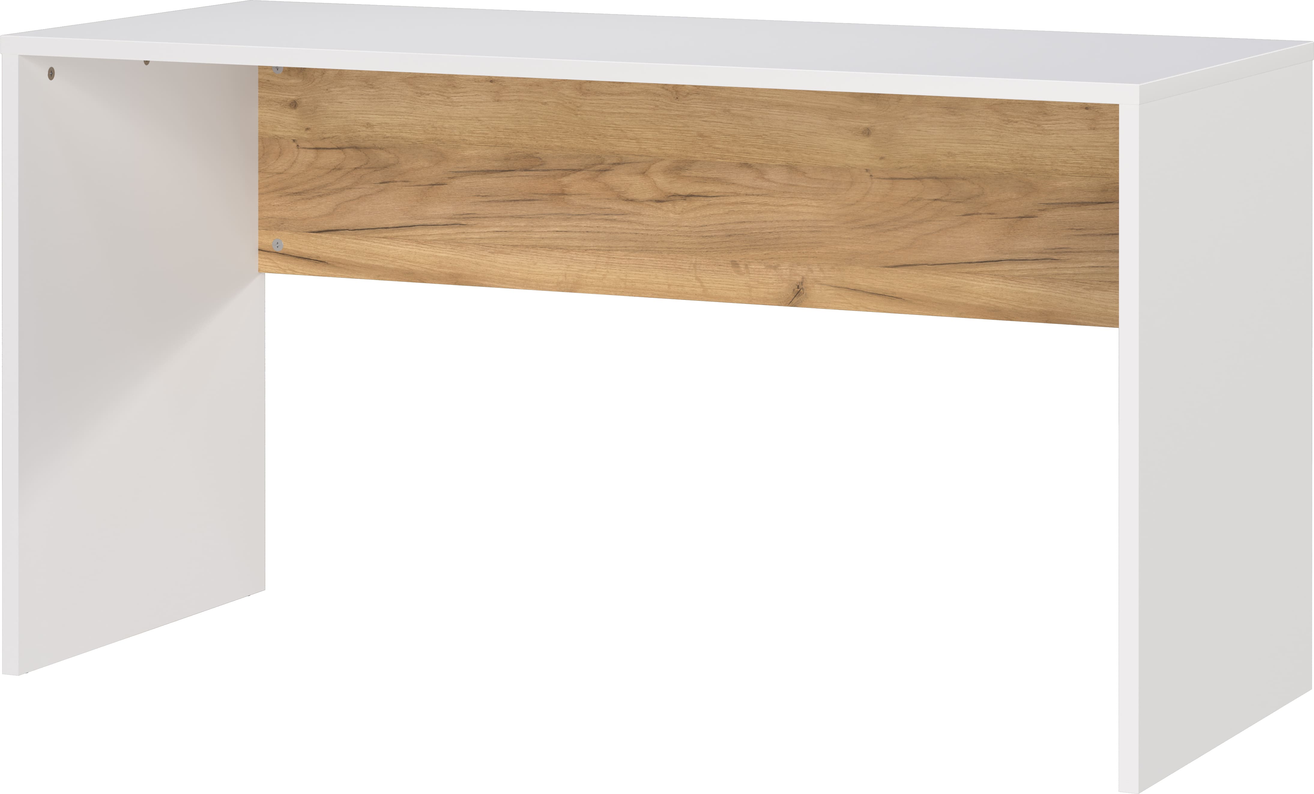 Wangenschreibtisch mit Knieblende, 140x60x75, sto&szlig;feste Kanten, belastbare Tischplatte, Beige-Wei&szlig; - "Sage"-Serie | Kadima Design - Bild 1