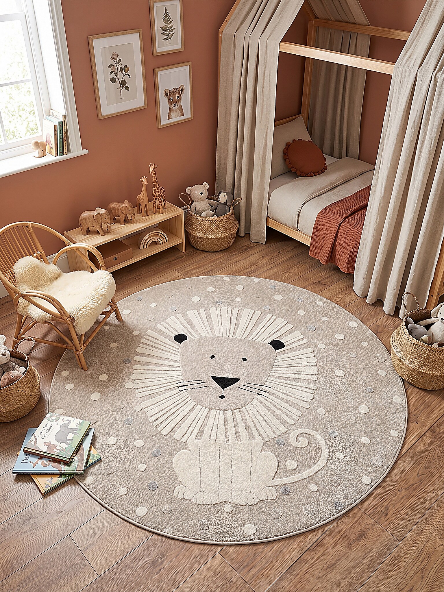 Kinderteppich Kurzflor Beige 120x120 cm - VELT | Kadima Design - Bild 1