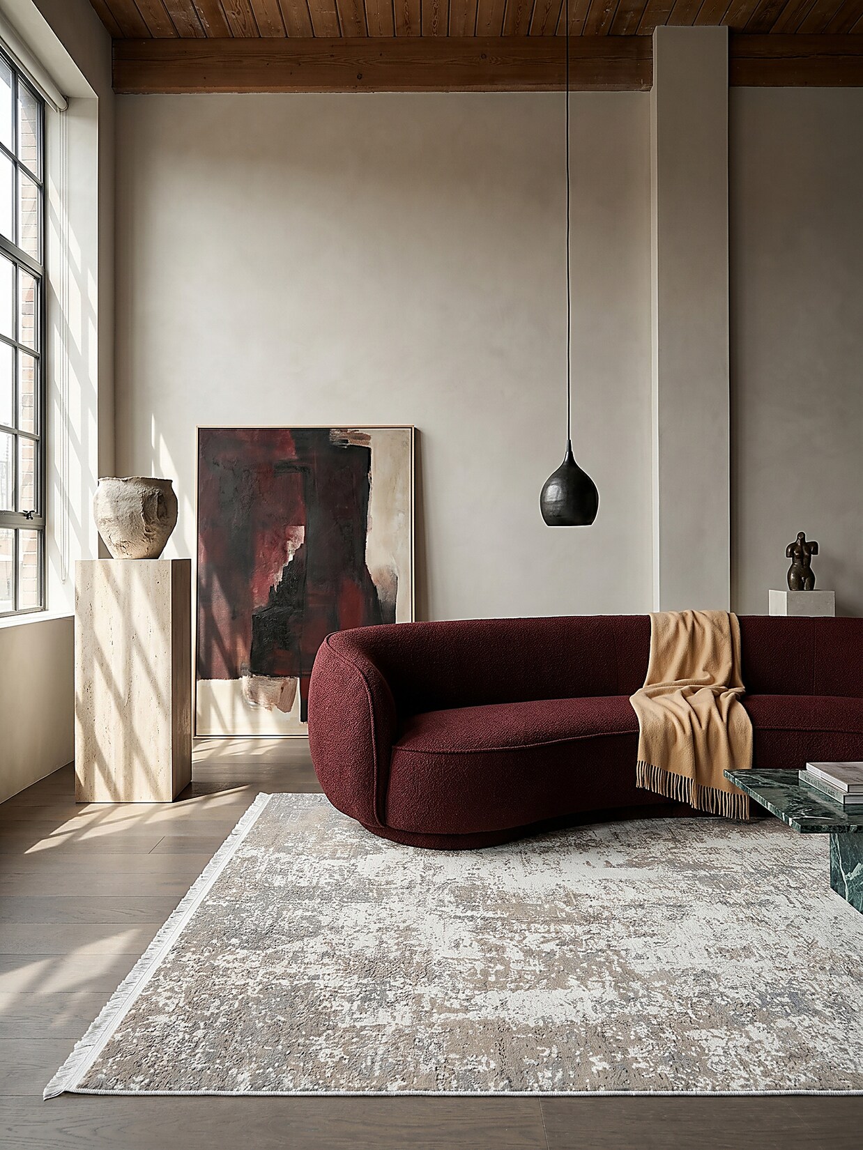 Teppich Kurzflor Beige 160x230 cm - VARA Kadima Design