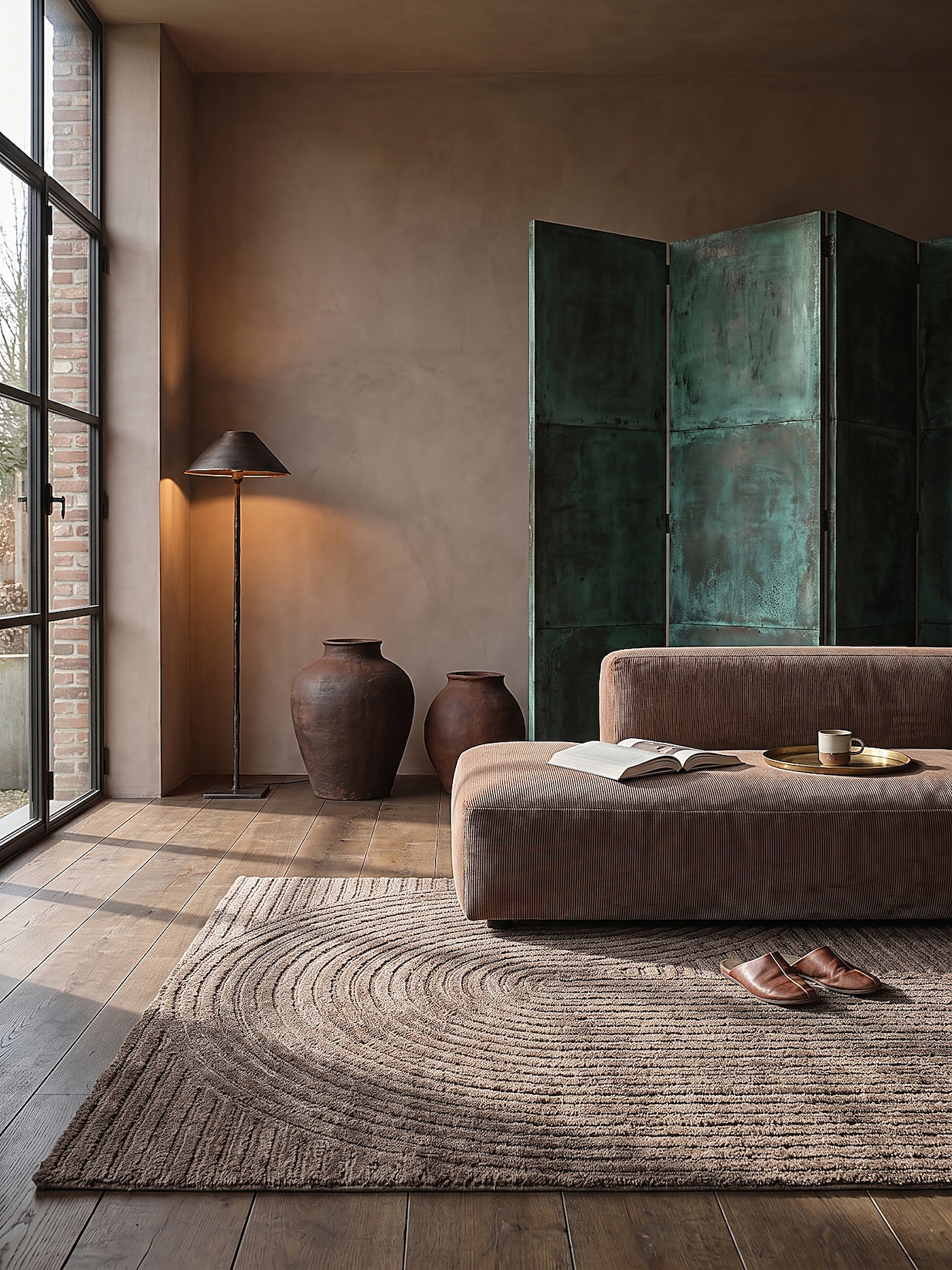 Teppich Kurzflor Braun 160x230 cm - CETINA Kadima Design