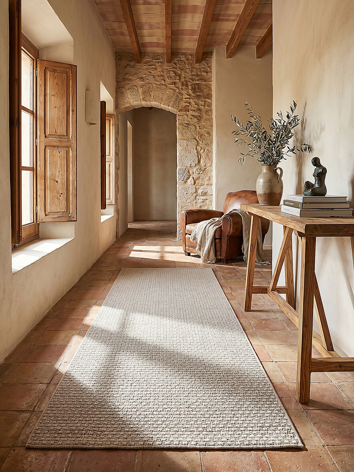 Läufer Flachgewebe Beige 80x150 cm - BROYE Kadima Design