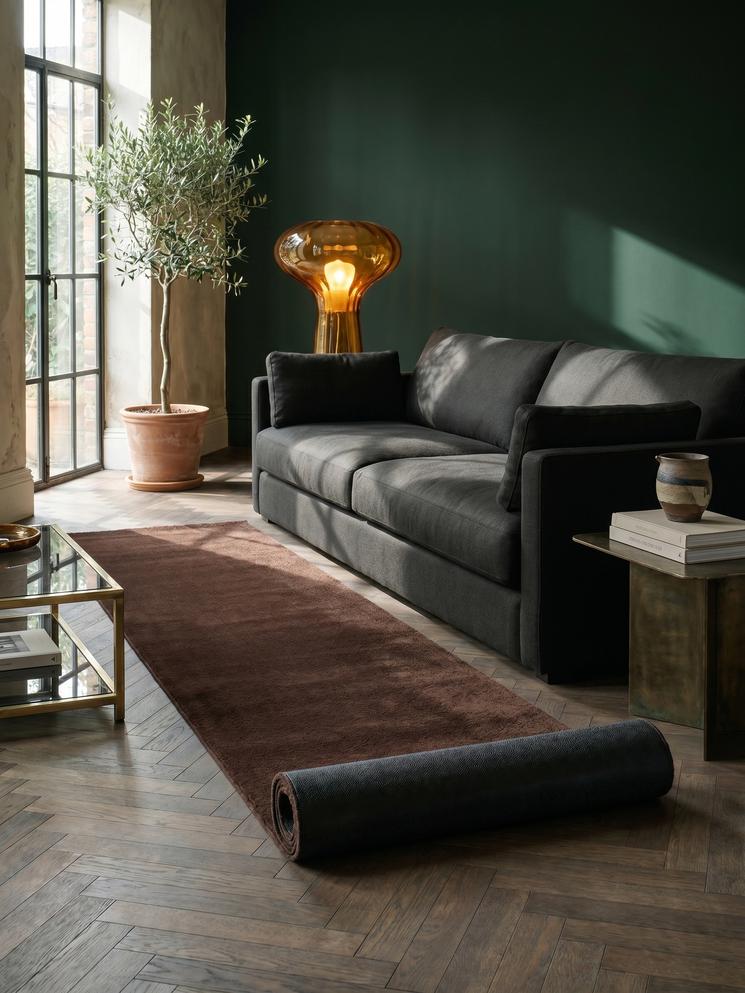 L&auml;ufer Kurzflor Braun 80x300 cm - RUTOR | Kadima Design - Bild 1