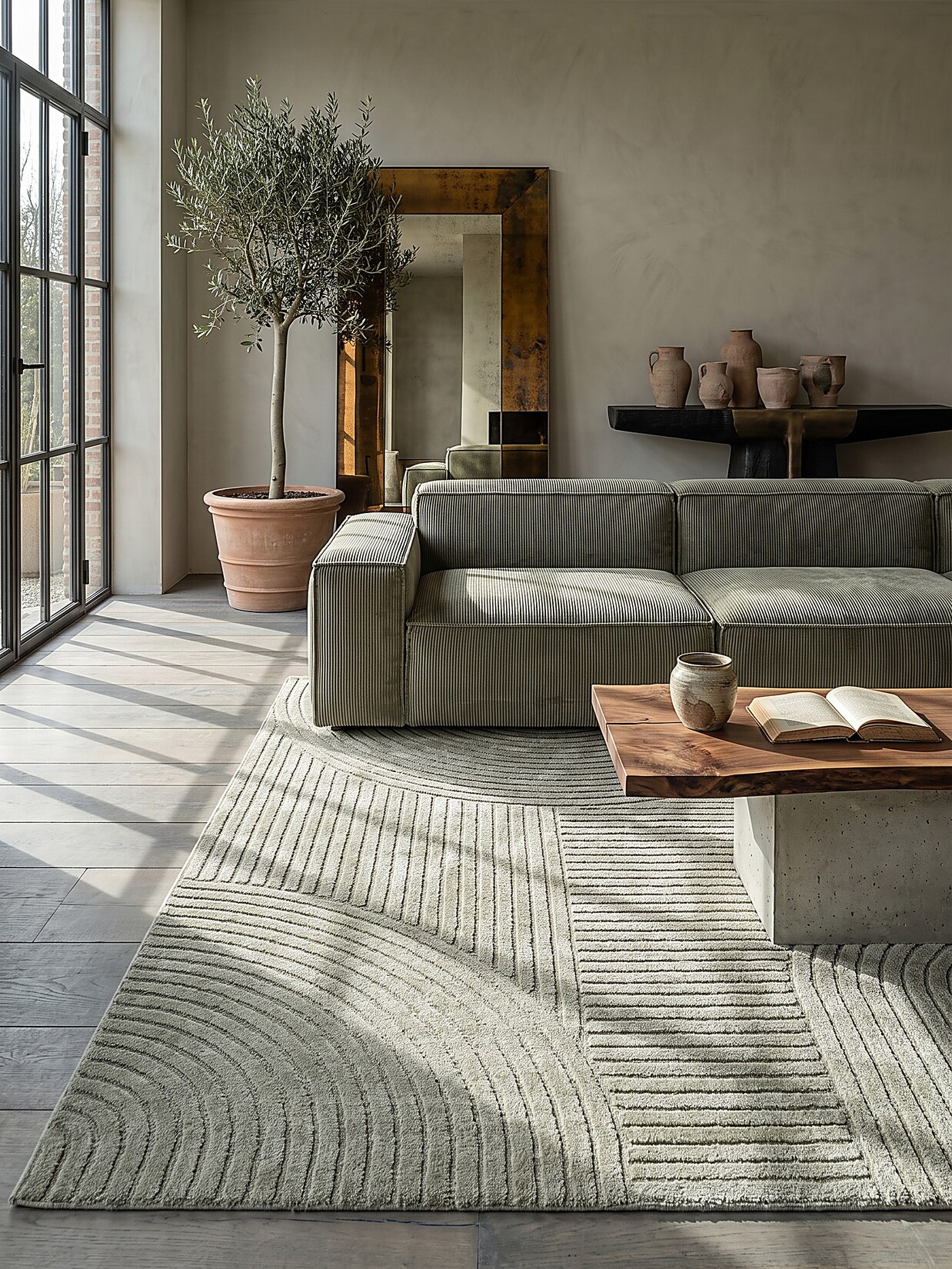 Teppich Kurzflor Grün 200x290 cm - CETINA Kadima Design