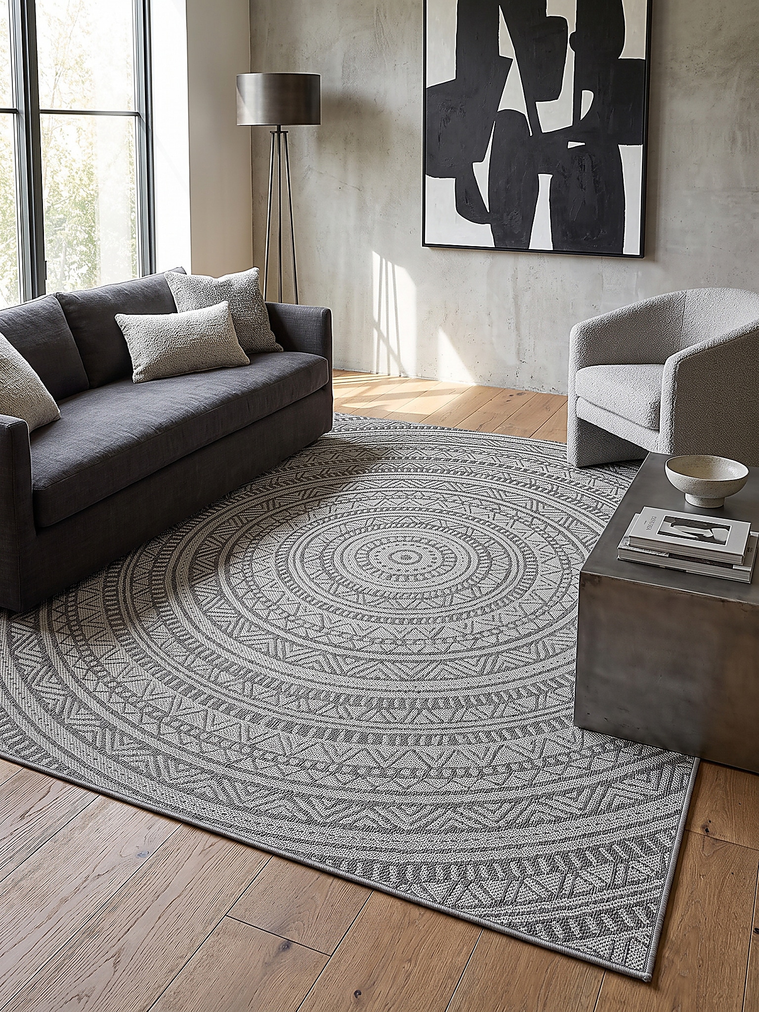 Flachgewebe-Teppich Polypropylen Anthrazit 120x170 cm - BORNO | Kadima - Bild 1