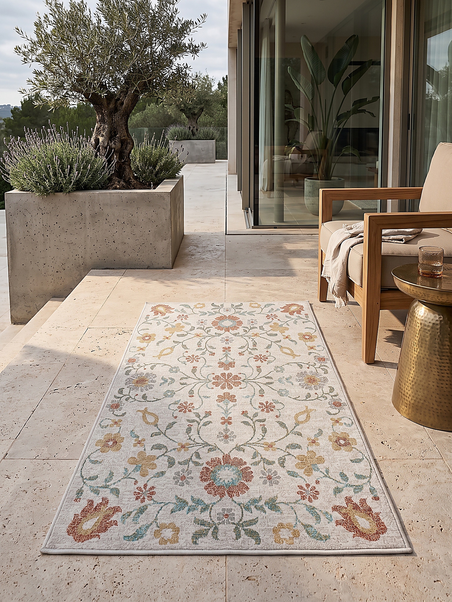 Outdoor-L&auml;ufer Niederflor Creme 80x150 cm - LIMMAT | Kadima Design - Bild 1