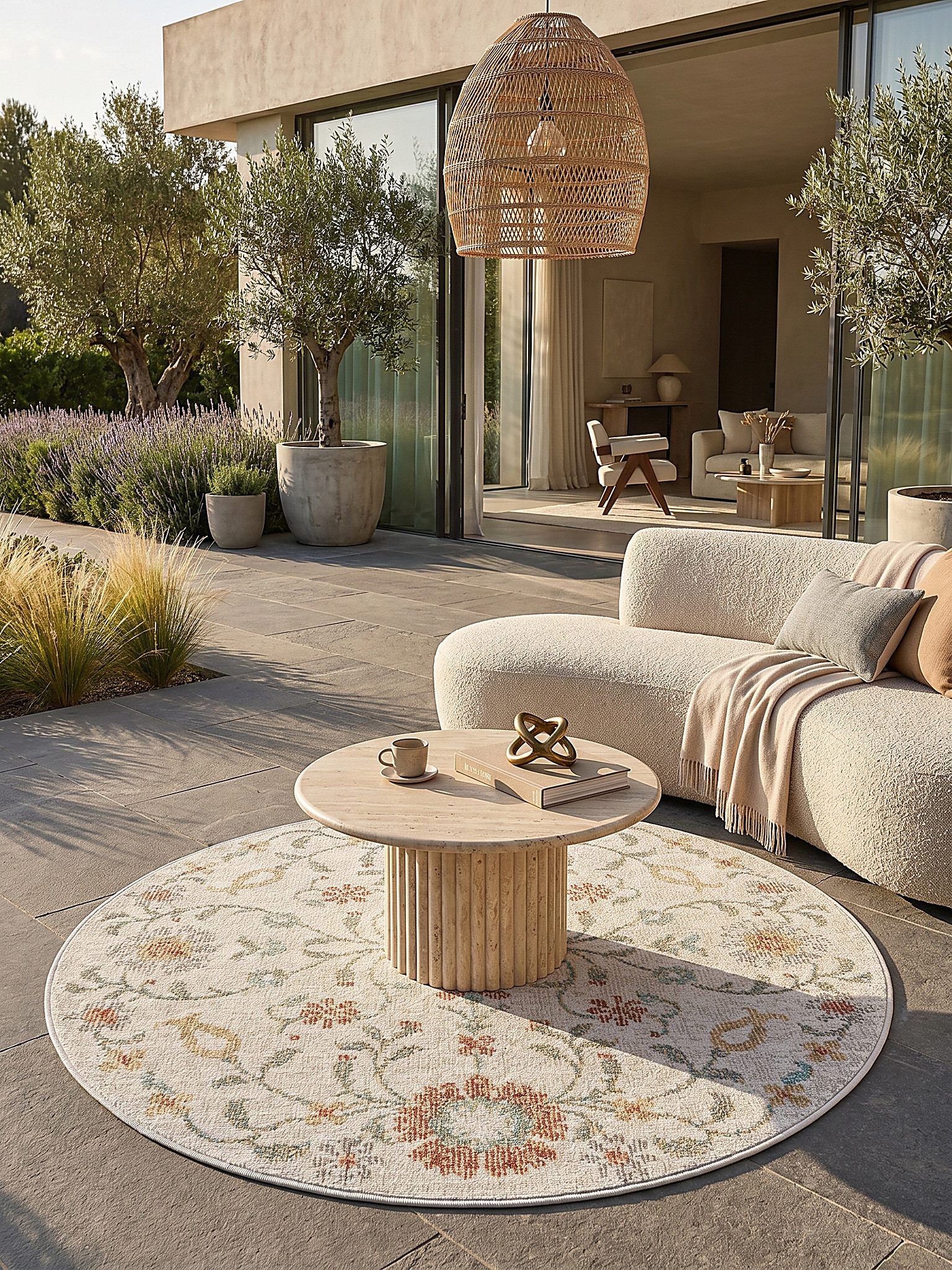 Outdoor-Teppich Niederflor Creme 120x120 cm - LIMMAT | Kadima Design - Bild 1