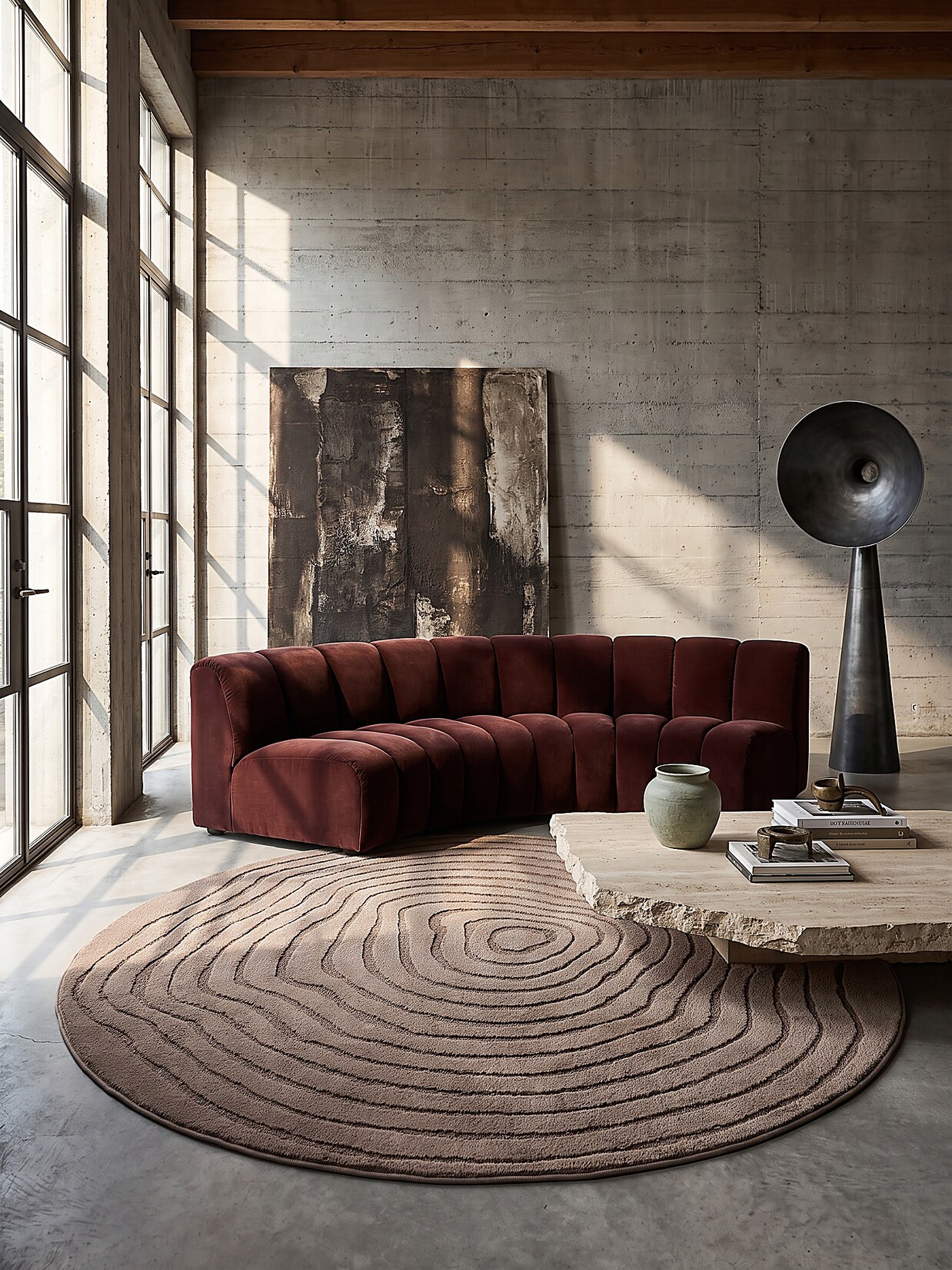 Teppich Kurzflor Braun 160x160 cm - CETINA Kadima Design