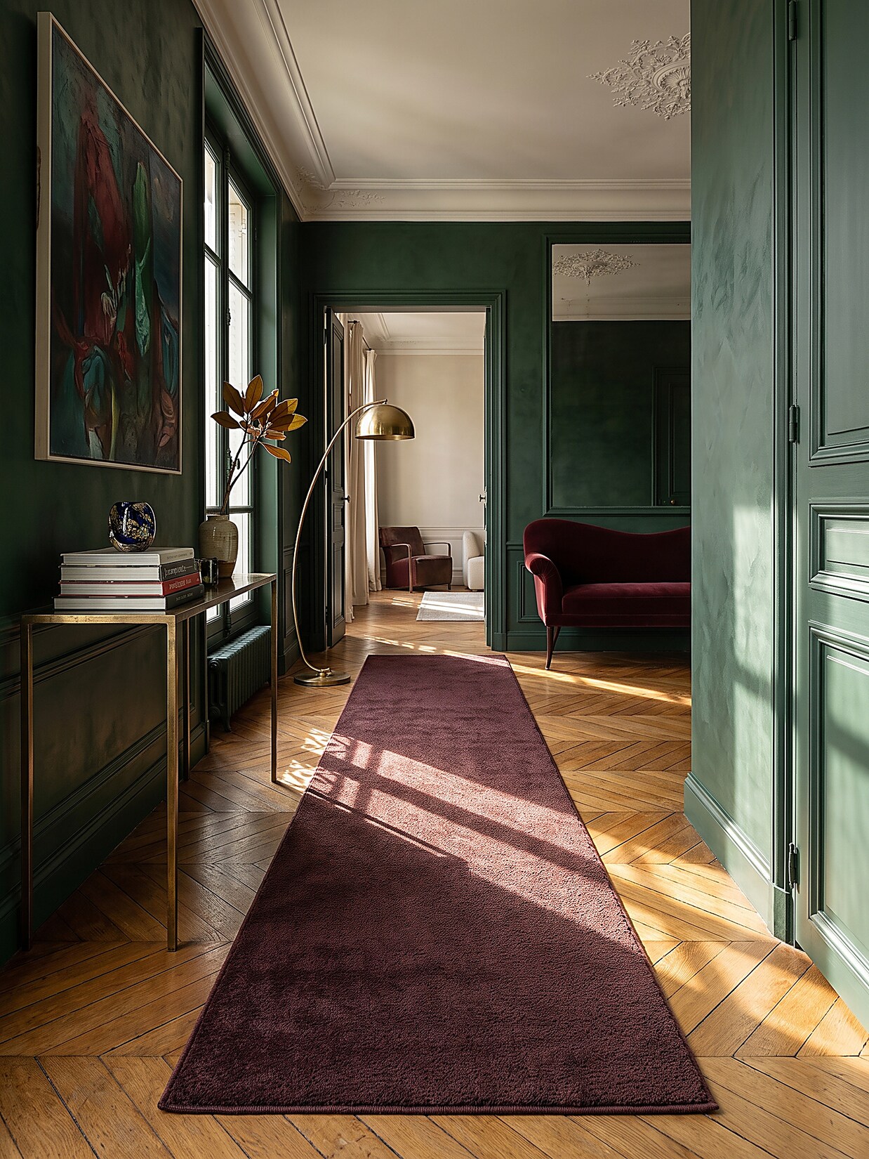 Läufer Hochflor Bordeauxrot 80x150 cm - ALDAN Kadima Design