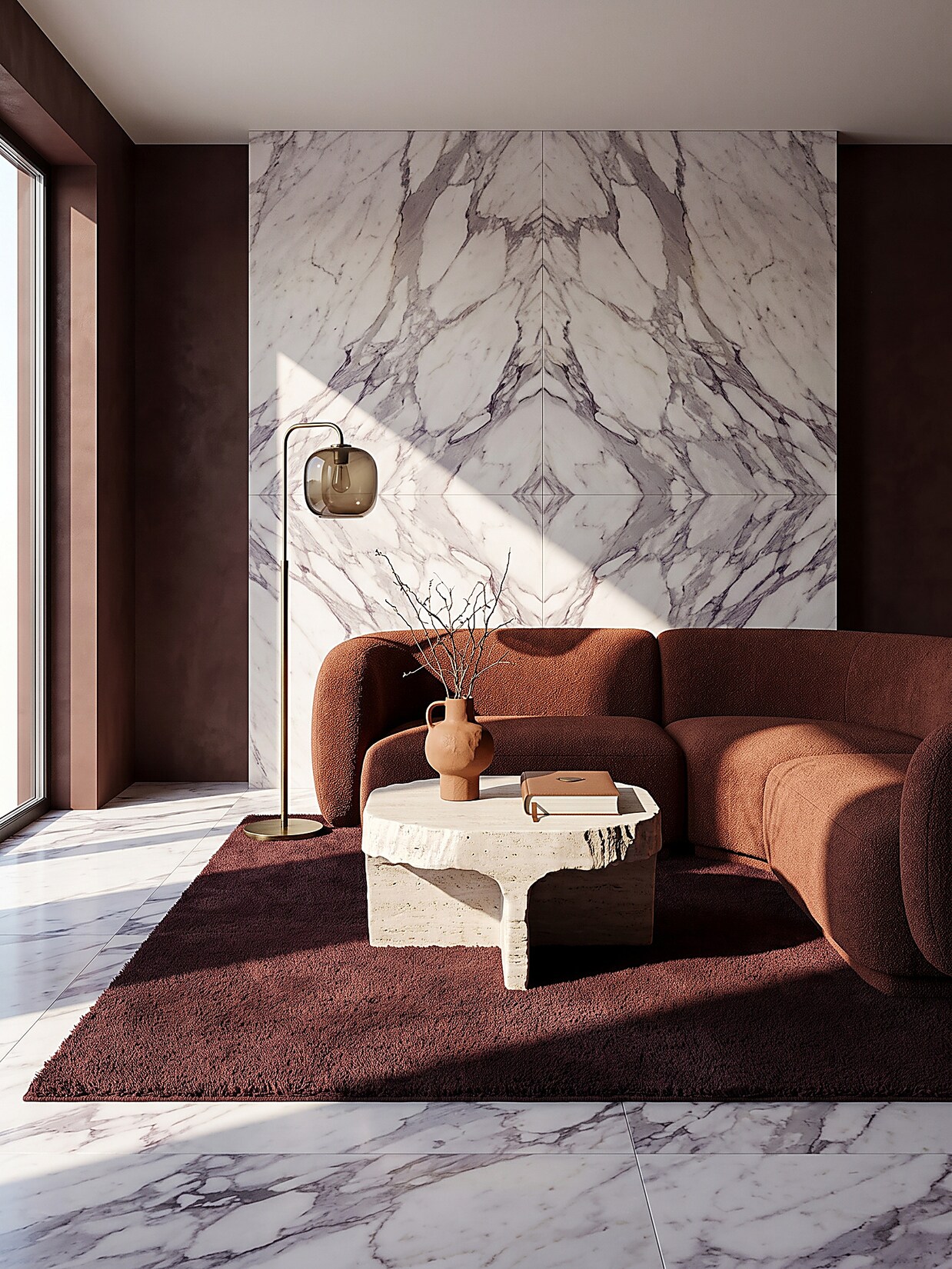 Teppich Hochflor Bordeauxrot 120x160 cm - ALDAN Kadima Design