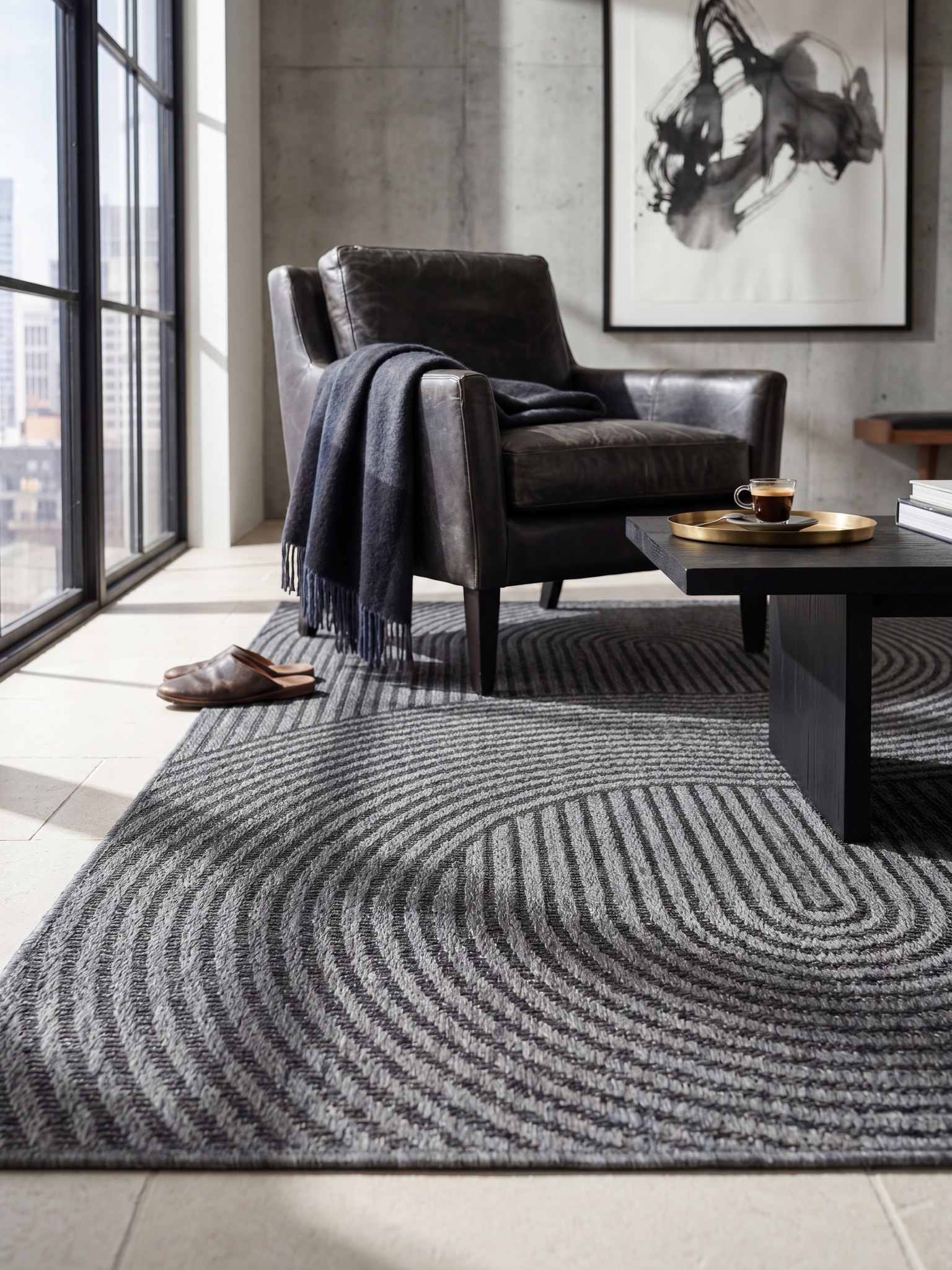 Flachgewebe-Teppich Polypropylen Anthrazit 200x280 cm - BORNO | Kadima - Bild 1