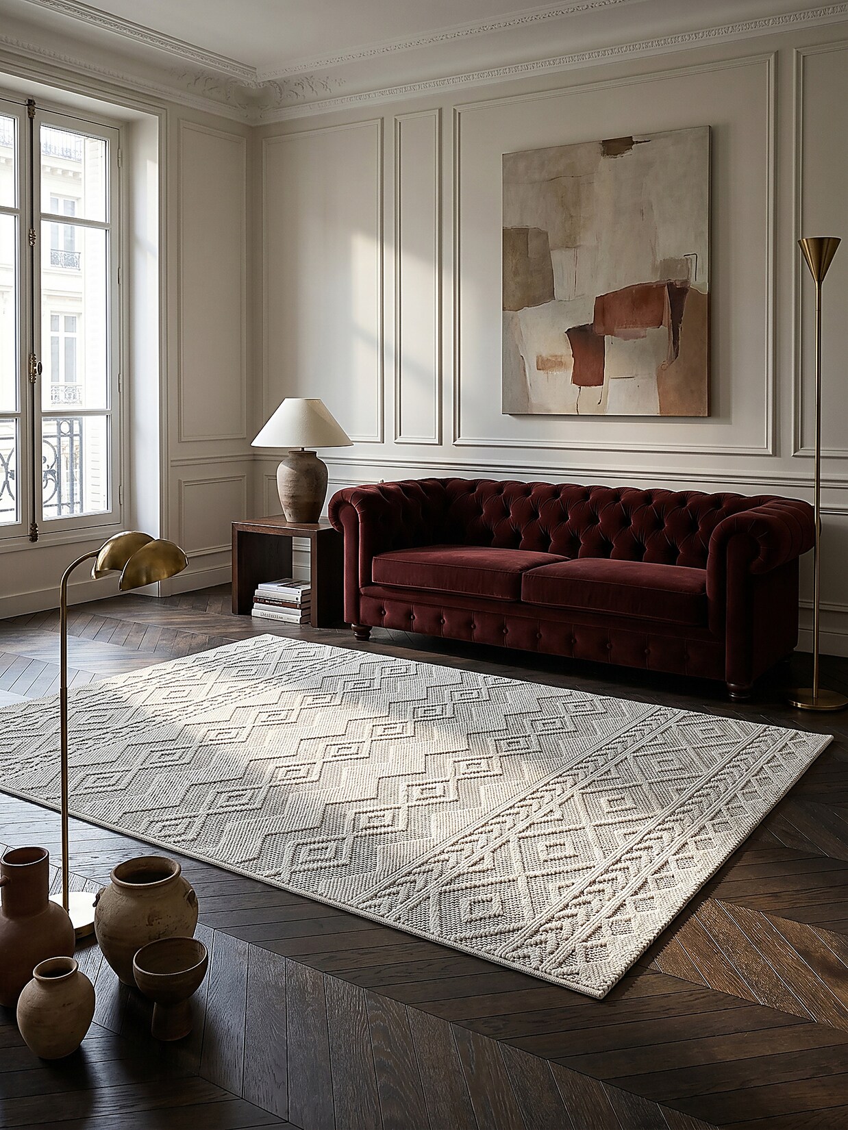 Teppich Kurzflor Creme 200x280 cm - STURA Kadima Design