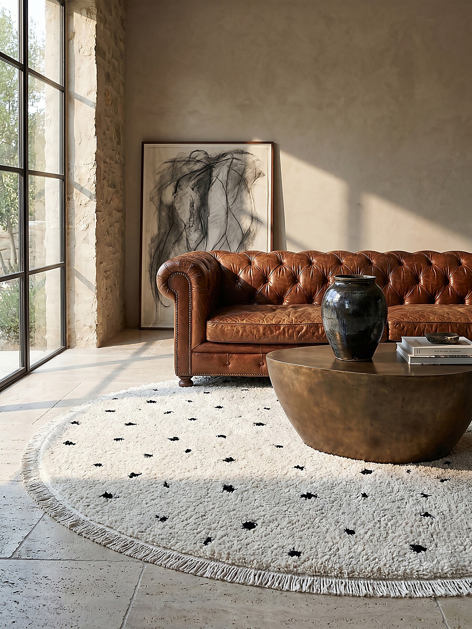 Shaggy-Teppich Polypropylen Creme 160x160 cm - ATRIO | Kadima Design - Bild 1