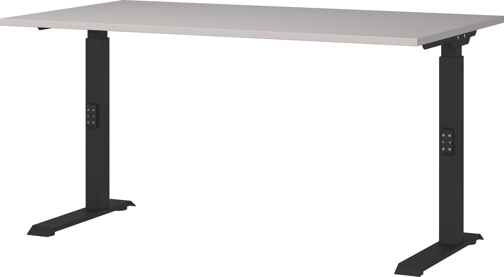 Schreibtisch höheneinstellbar "Stuttgart" 68-91cm Kaschmir/Schwarz 140x80cm, C-Fuß