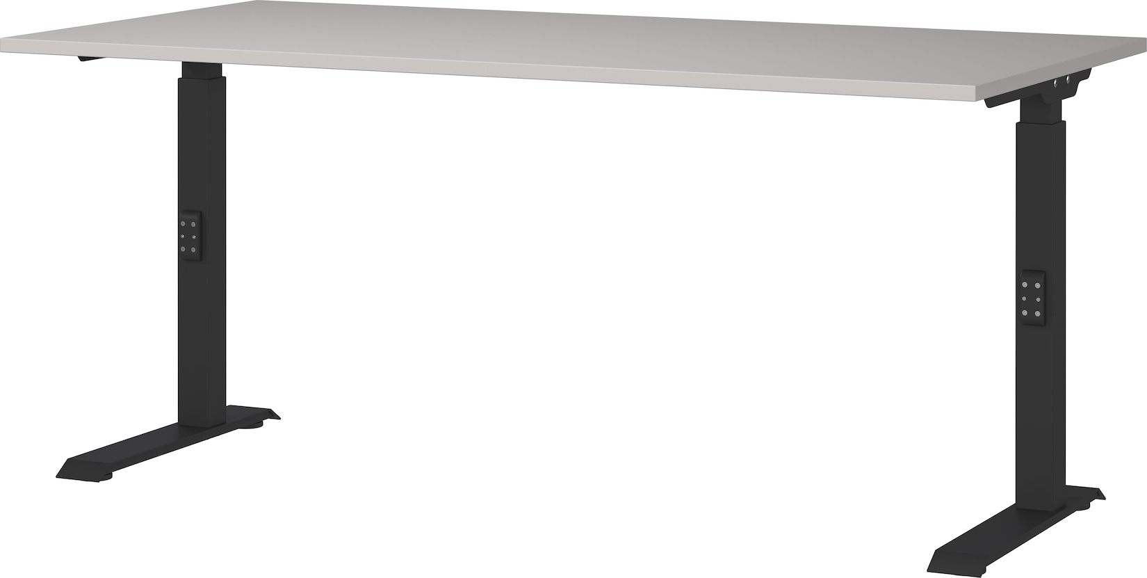 Schreibtisch höheneinstellbar "Stuttgart" 68-91cm Kaschmir/Schwarz 160x80cm, C-Fuß