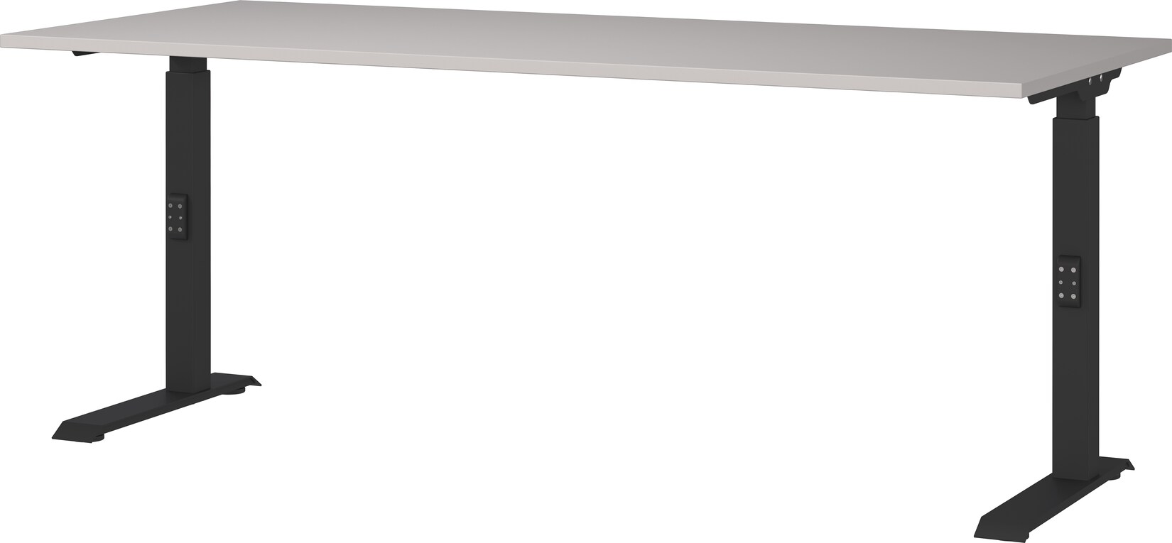Schreibtisch höheneinstellbar 68-91 cm   Greige/Schwarz 180x80cm   C-Fuß Bürotisch Ergonomisch   Made in Germany   „Stuttgart“ Kadima Design | 04255898504451
