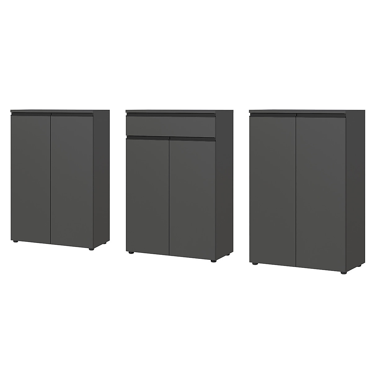 B&uuml;roschrank Set 3-teilig | Aktenschrankwand mit Schublade & Soft-Close | B&uuml;rom&ouml;bel Komplettset 273x120x40 cm Graphit  | Made in Germany Kadima Design - Bild 1