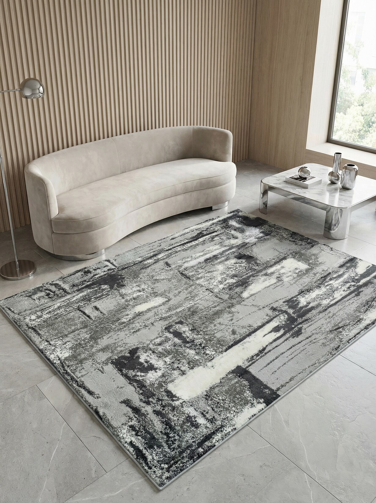 Teppich PARMA-Felino, abstrakt, Silbergrau, 120 x 170 cm