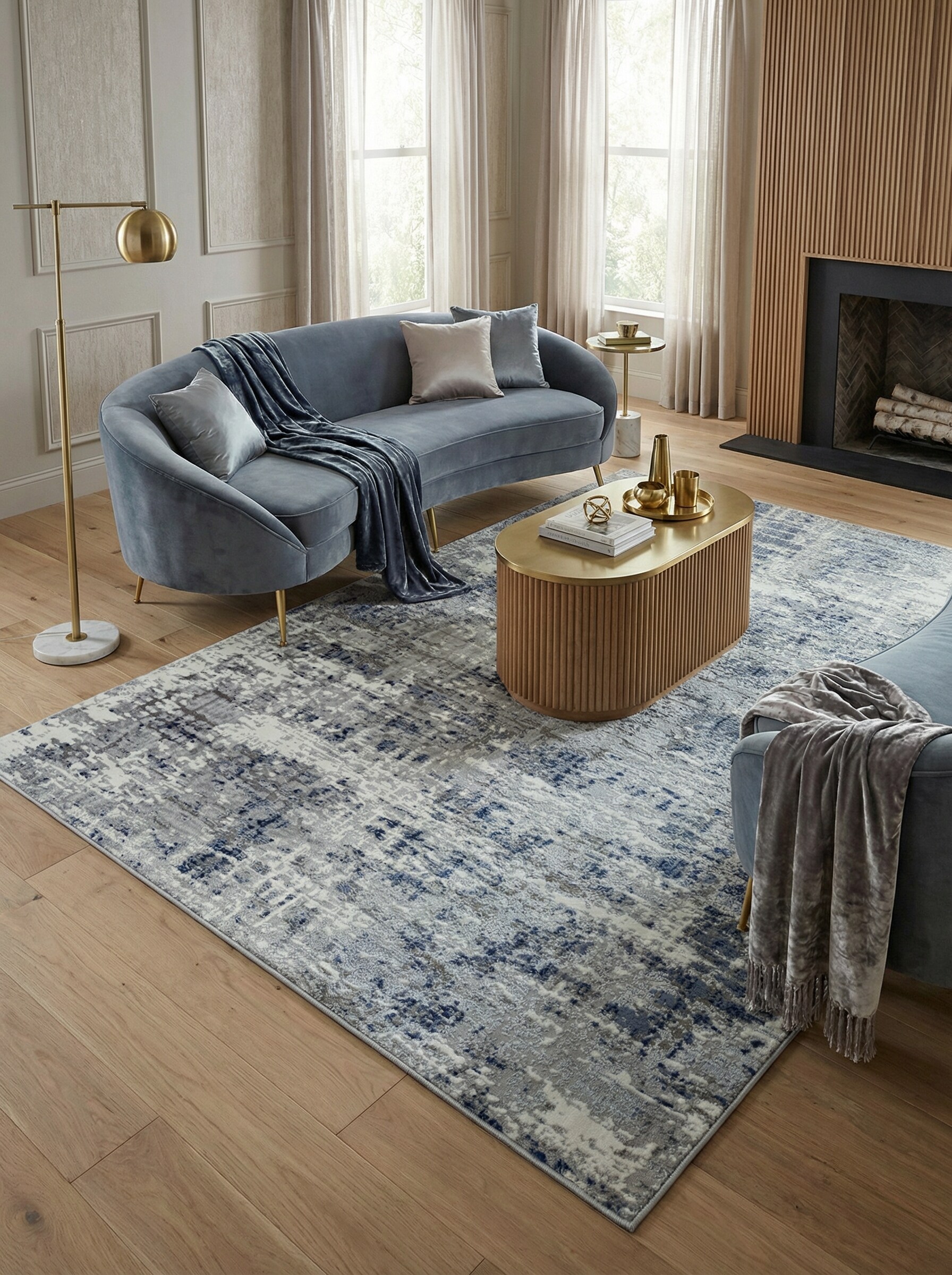 Teppich PARMA-Sorbolo, abstrakt, Dunkelblau, 160 x 230 cm - Bild 1