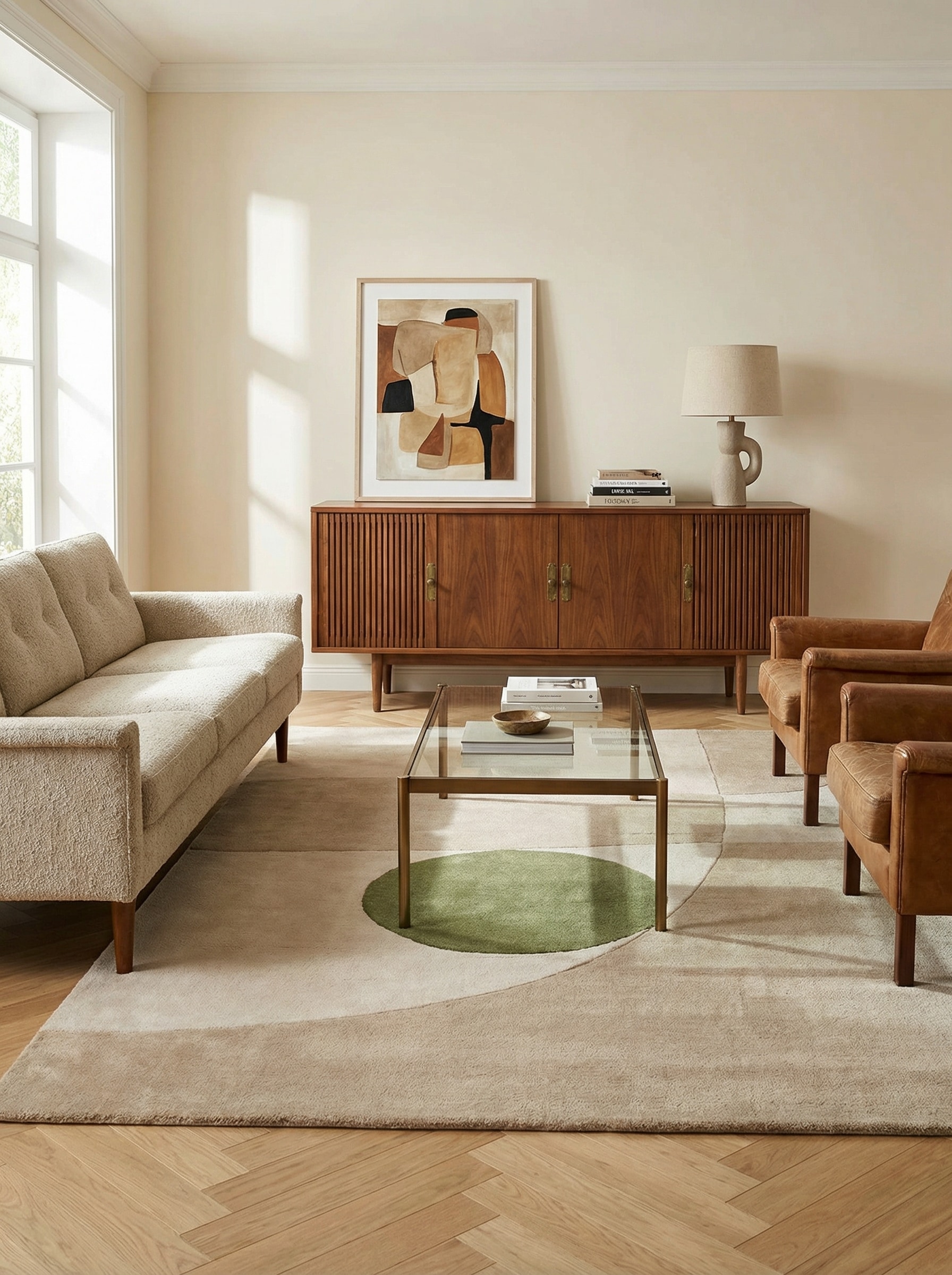 Wollteppich ELAN-Maas, geometrisch-abstrakt, Beige, 120 x 170 cm - Bild 1