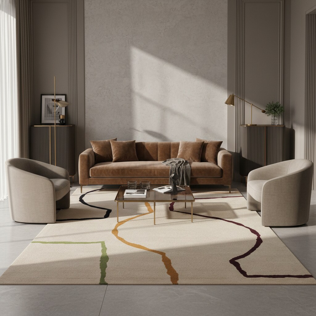 Wollteppich ELAN-Omont, geometrisch-abstrakt, Beige, 200 x 290 cm - Bild 1