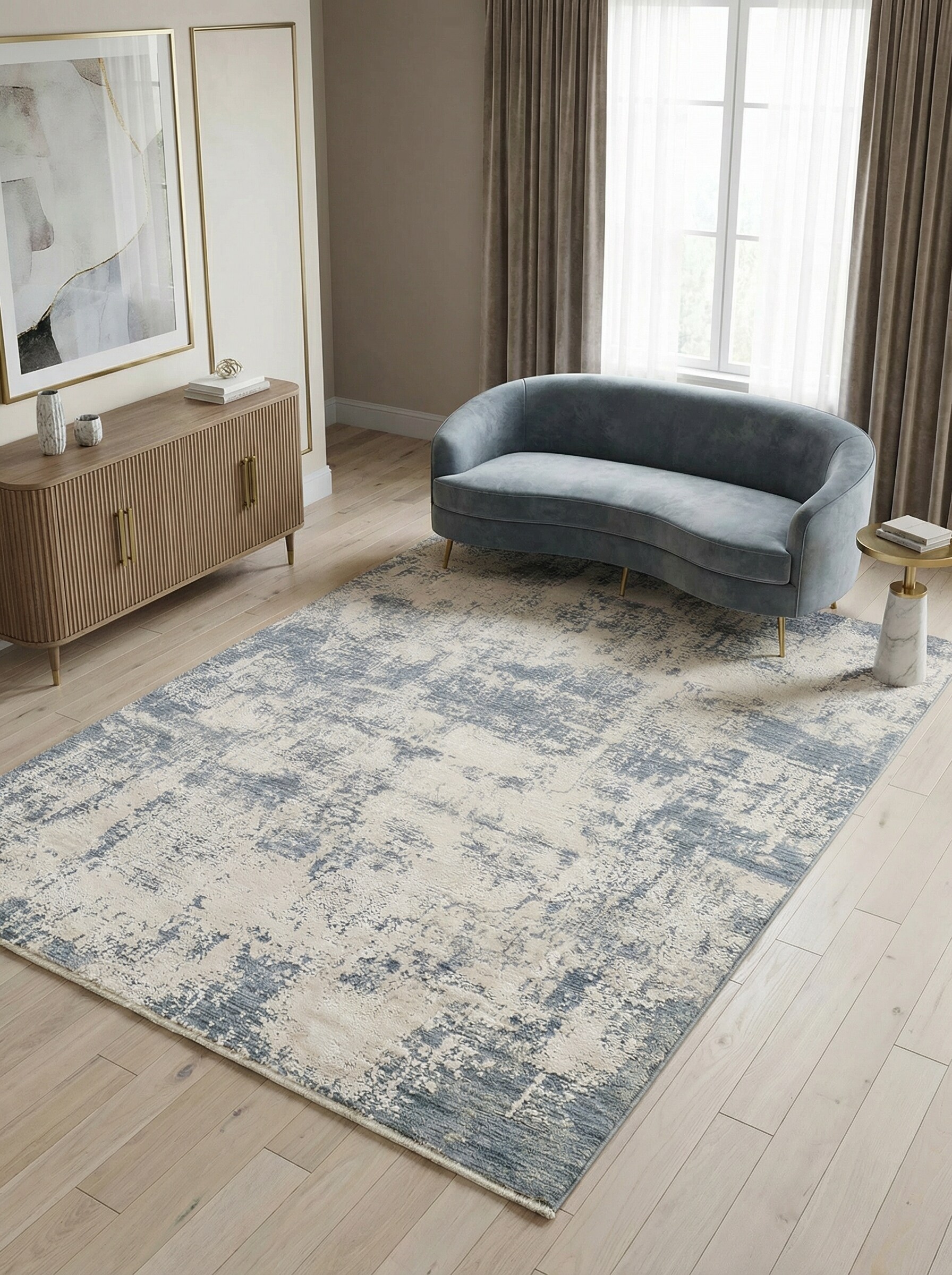 Teppich SIENA-Arbia, abstrakt, Blau, 160 x 240 cm - Bild 1