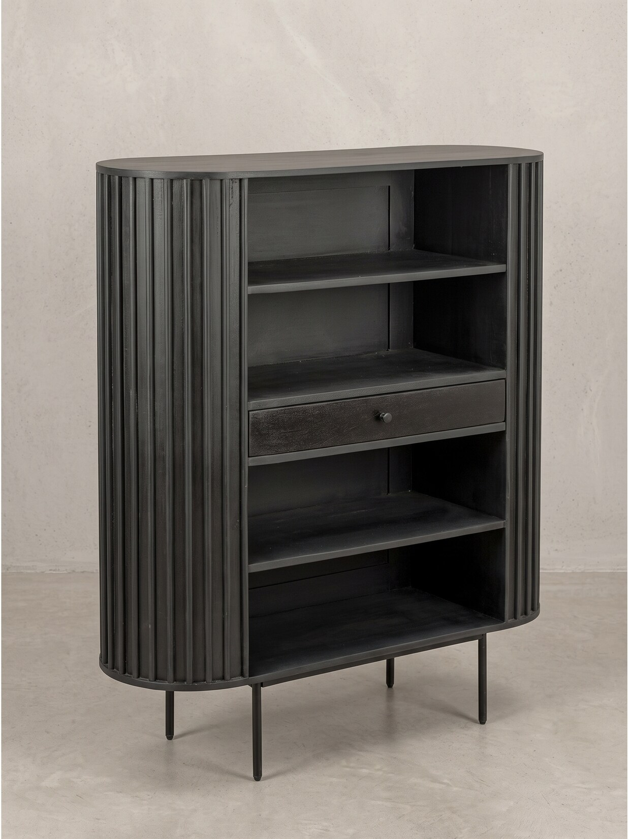 Bücherregal Mango Massivholz Schwarz 105x40x122 cm - MELA Kadima