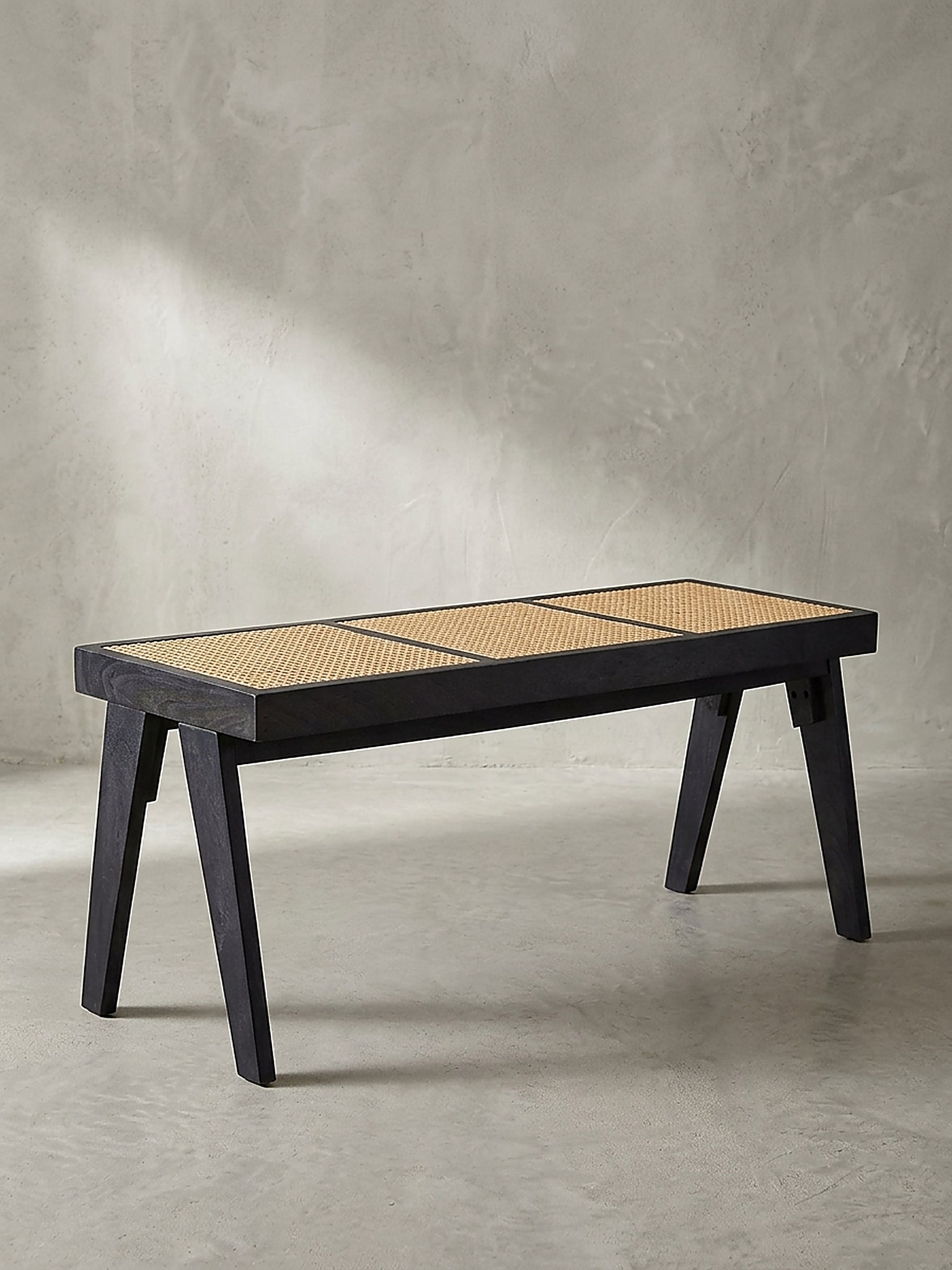 Sitzbank Rattan Schwarz-Natur 120x38x48 cm - SILVES | Kadima Design - Bild 1