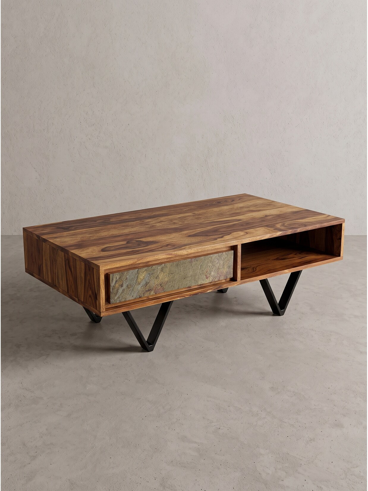 Couchtisch Dunkles Massivholz 115x60x38 cm - AREZZO Kadima Design