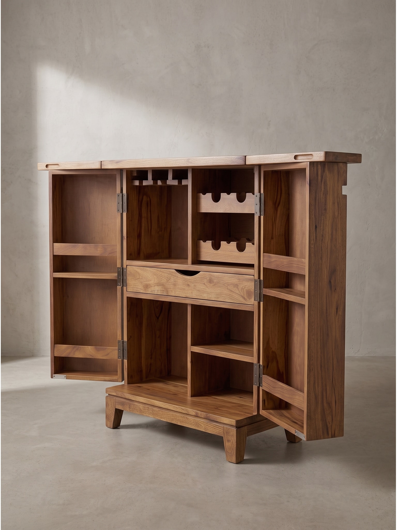 Hausbar Dunkles Massivholz 65x50x90 cm - SIRACUSA | Kadima Design - Bild 1