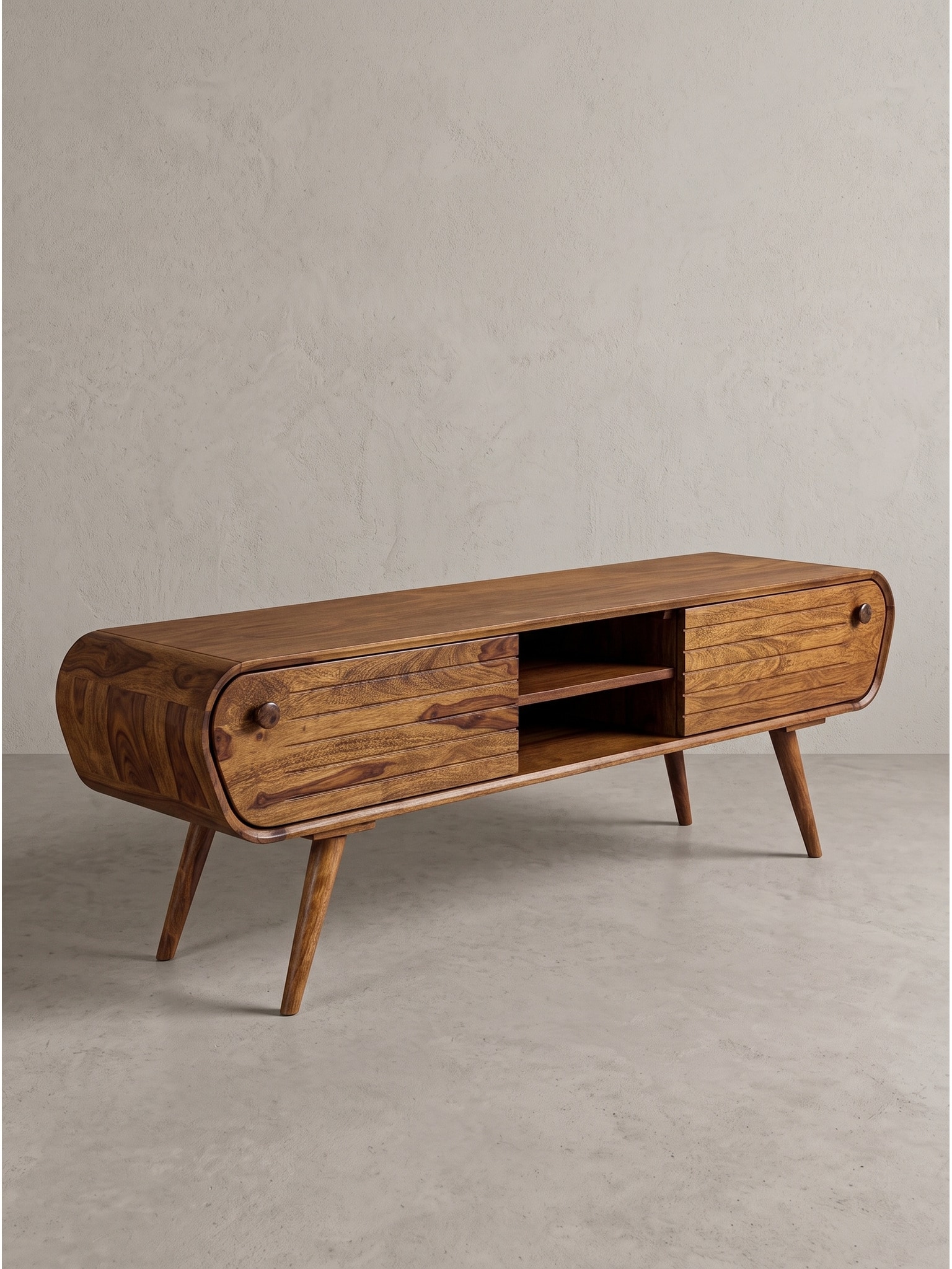 Lowboard Dunkles Massivholz 160x45x50 cm - SCHELDE | Kadima Design - Bild 1