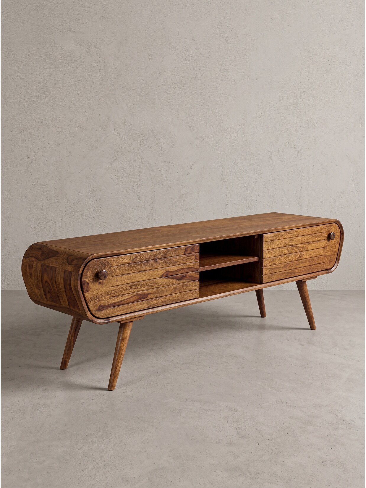 Lowboard Dunkles Massivholz 160x45x50 cm - SCHELDE Kadima Design