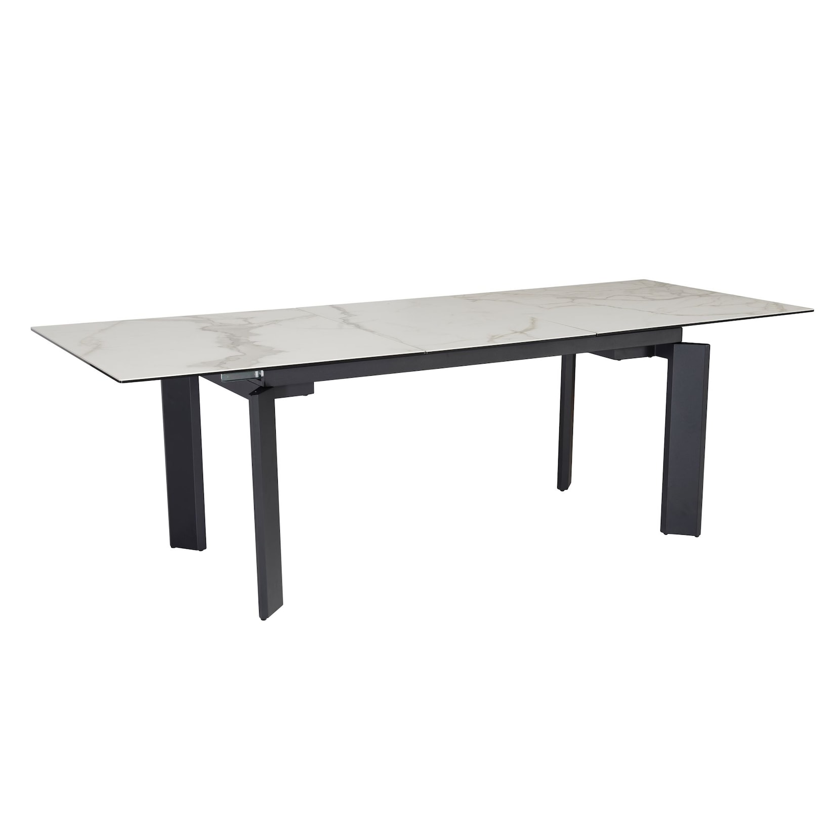 Esstisch Ausziehbar Keramik Glas Marmoroptik 180-240 MALTA, Weiß-Schwarz 180x95x77 cm
